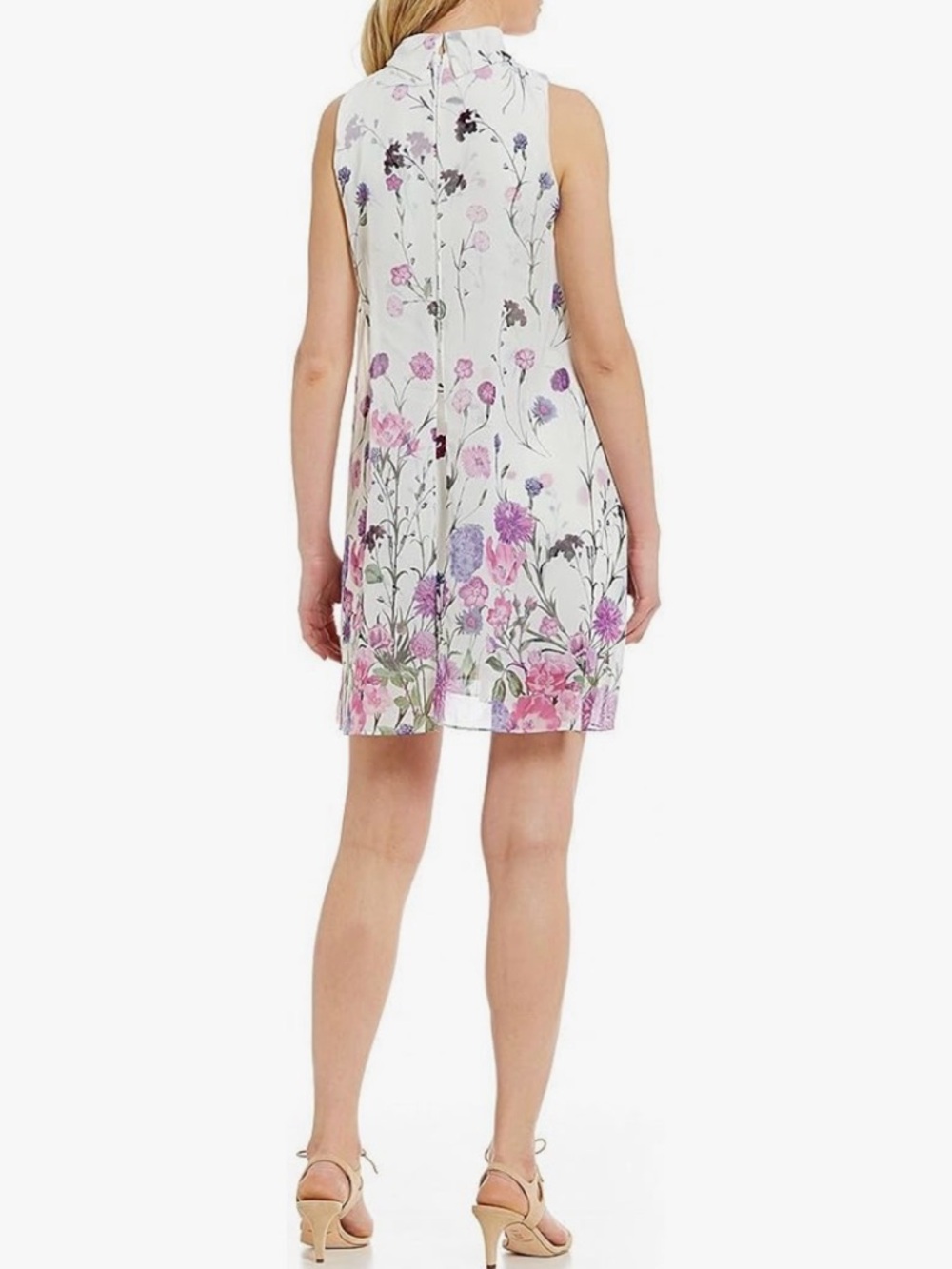 Ivanka Trump White Floral High-Neck‎ Midi Dress - Picture 2 of 5